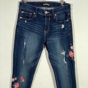 Express - Mid Rise Flower Embroidery Jean - Size 2